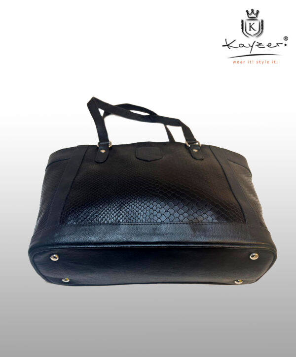 KAYZER WOMEN'S HANDBAG SHOULDER BAG Black Cowhide Leather Snake Pattern Elegant - Image 7