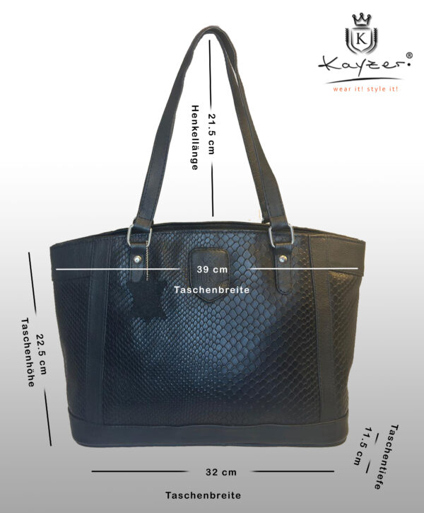 KAYZER WOMEN'S HANDBAG SHOULDER BAG Black Cowhide Leather Snake Pattern Elegant - Image 9