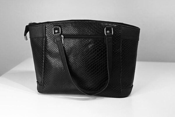 KAYZER WOMEN'S HANDBAG SHOULDER BAG Black Cowhide Leather Snake Pattern Elegant - Image 12